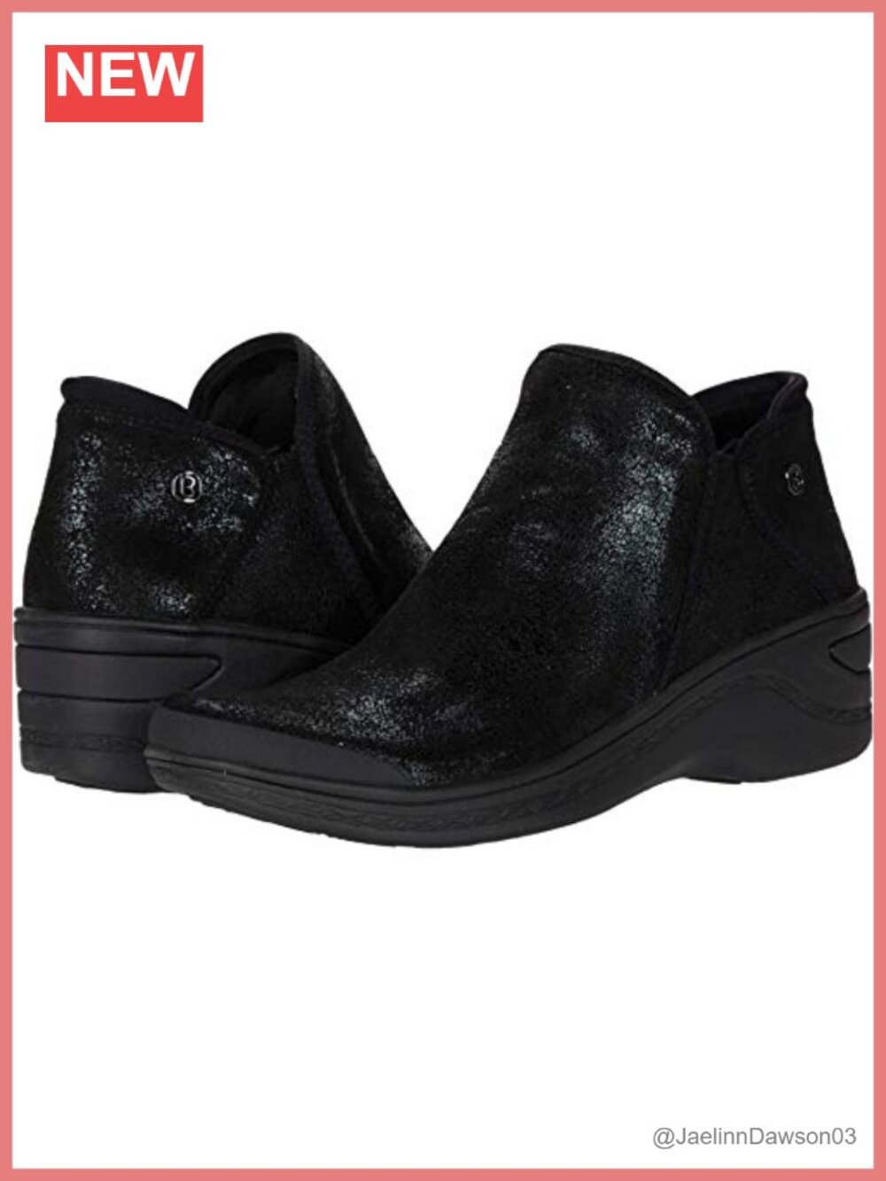 BZees Domino Black Fabric Women's Ankle Boots Memory Foam Machine Washable Zip